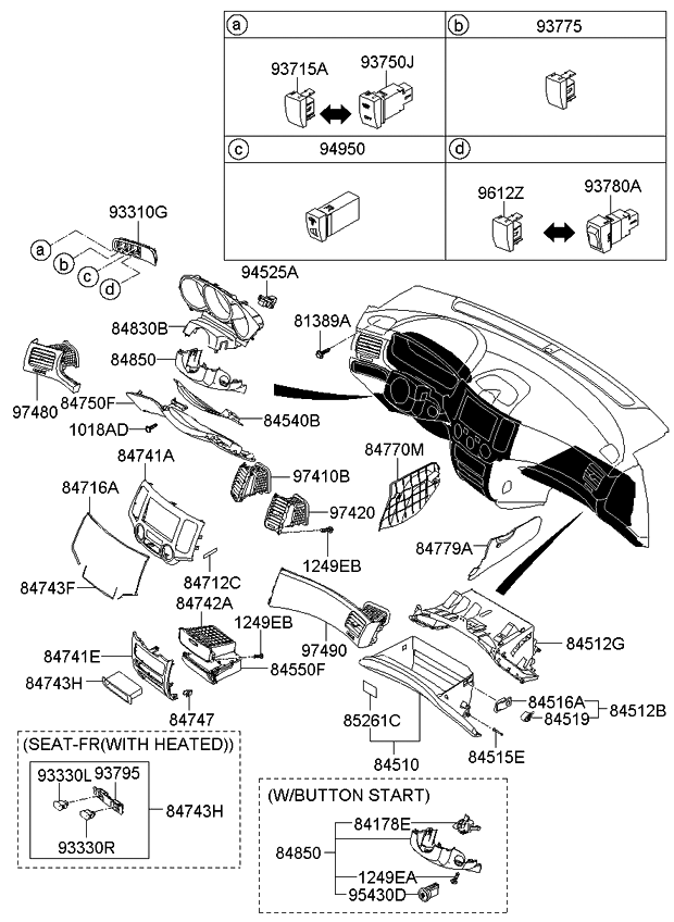 Kia 937002G501K2 Switch Assembly-Seat Heater