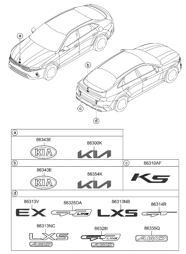 Kia 86315L3300 EMBLEM-GT LINE