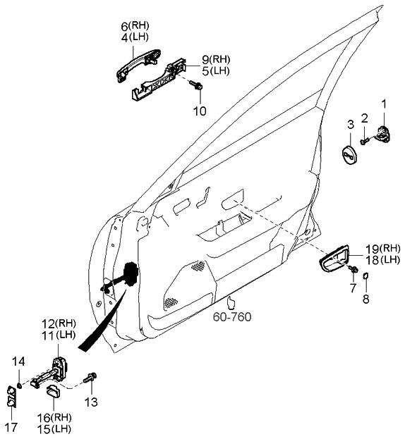 Kia 826603F000 Front Door Outside Handle Assembly, Right