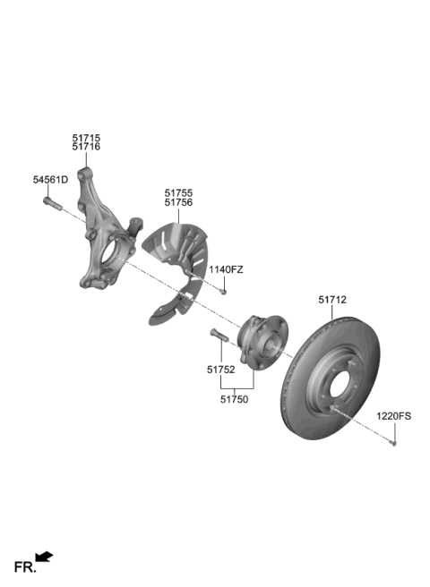 2020 Kia Soul Front Axle Knuckle Right Diagram for 51716K0000