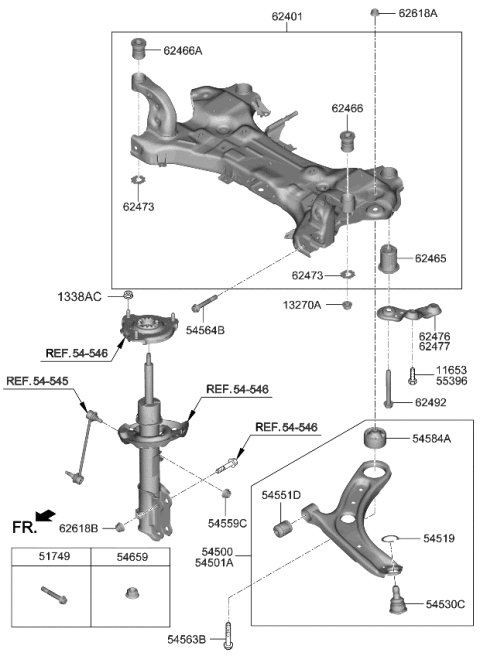 2022 Kia Soul Arm Complete-Fr LWR Diagram for 54500K0100