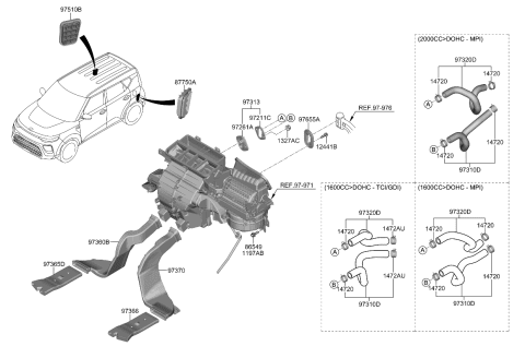 2022 Kia Soul Heater System-Duct & Hose Diagram