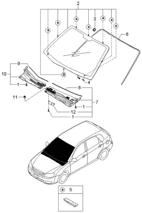 2006 Kia Spectra Cover Assembly-Cowl Top Diagram for 861602F001