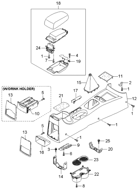 2006 Kia Spectra Cup Holder Assembly Diagram for 846802F101F6