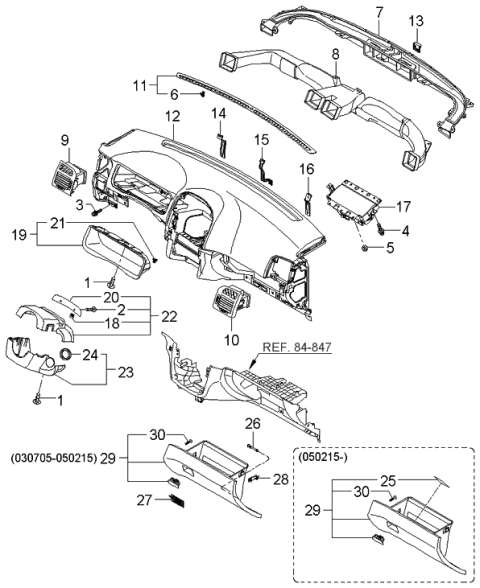 2005 Kia Spectra Cover Assembly-DEFROSTER Nozzle Diagram for 973552F000GW