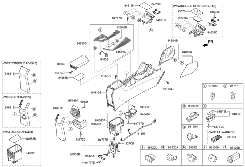 2019 Kia Niro Cup Holder Assembly Diagram for 84670G5100CN3