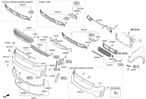 2018 Kia Niro Radiator Grille Assembly Diagram for 86350G5000