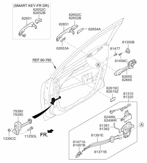 2018 Kia Niro Cover-Front Door Outside Handle Diagram for 82652G50104SS