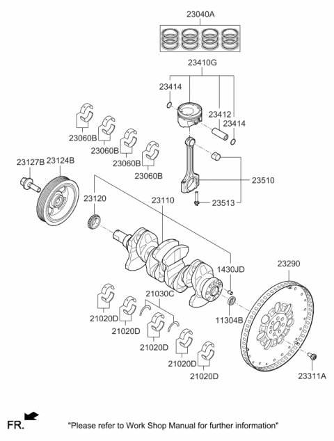 2019 Kia Niro Ring Set-Piston Diagram for 2304003HA0