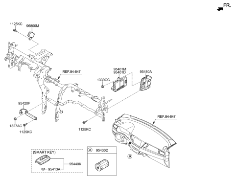 2019 Kia Niro Button Start Swtich Assembly Diagram for 95430G5700