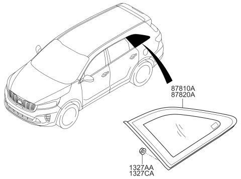 2020 Kia Sorento Glass & MOULDING Ass Diagram for 87810C6000