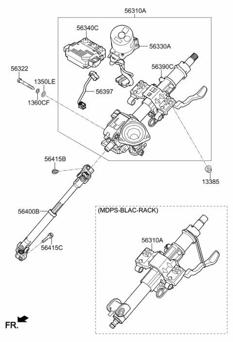 2020 Kia Sorento Column Assembly-Steering Diagram for 56310A9020