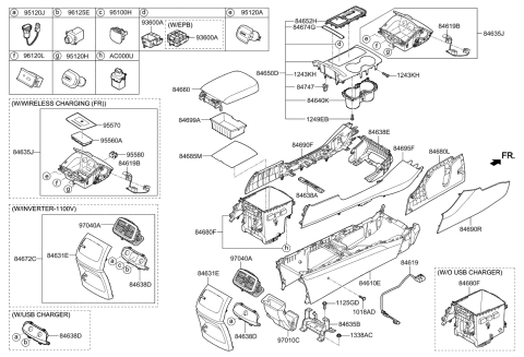 2020 Kia Sorento Cover Assembly-Console U Diagram for 84650C6110WK
