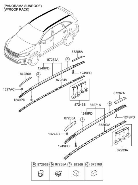 2019 Kia Sorento Cover-Roof Rack Rear L Diagram for 87261C6600