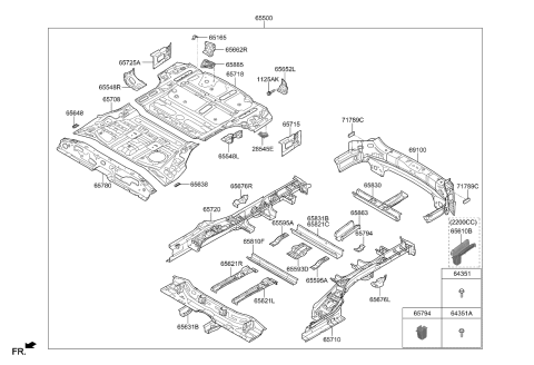 2019 Kia Sorento Reinforcement Assembly-Rear Floor Diagram for 65535C5000
