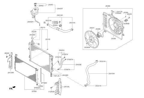 2013 Kia Cadenza Condenser Assembly-Cooler Diagram for 976063S161