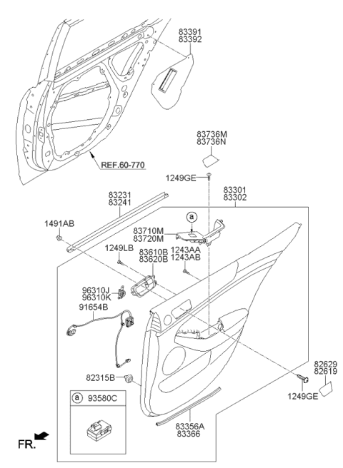 2015 Kia Cadenza Rear Door Outside Handle Assembly, Left Diagram for 836103R000WK