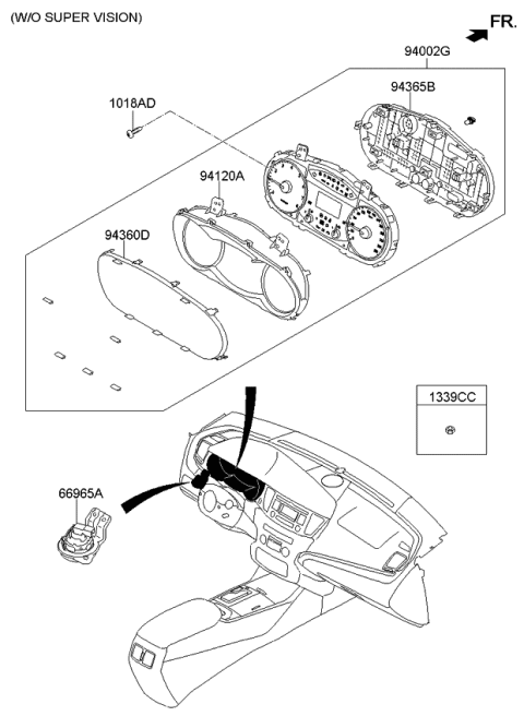 2015 Kia Cadenza Cluster Assembly-Instrument Diagram for 940313R070