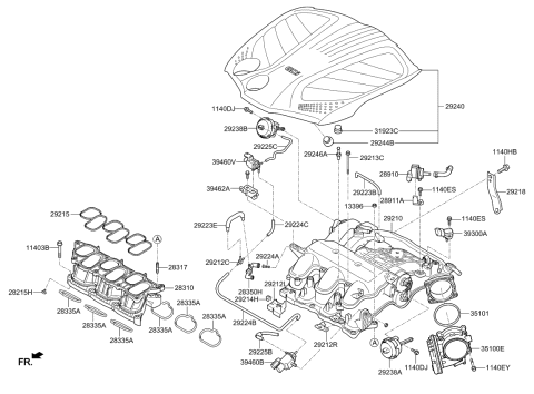 2016 Kia Cadenza Engine Cover Assembly Diagram for 292403CFC0