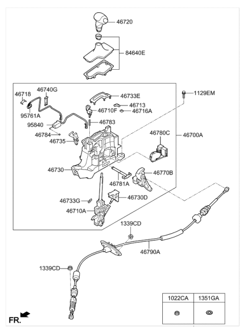 2014 Kia Cadenza Lever-Release Diagram for 467103R000