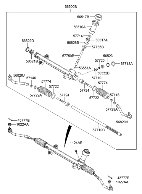 2013 Kia Cadenza Gear Assembly-Steering Diagram for 565003V100