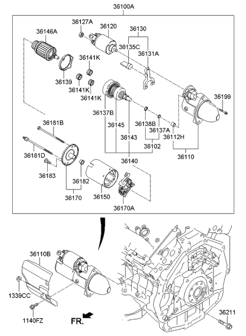 2015 Kia Cadenza Shaft Assembly-Clutch Diagram for 361403C221