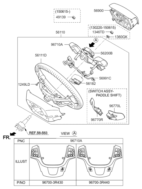 2015 Kia Cadenza Switch Assembly-Steering Remote Diagram for 967003R450WK8