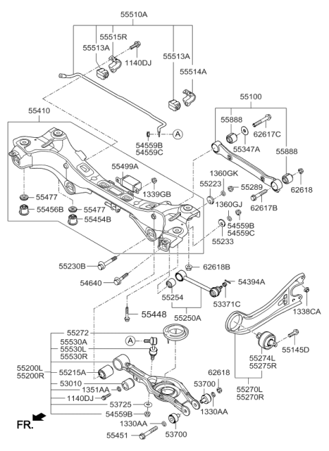 2015 Kia Cadenza Bush-Rear Trailing Arm Diagram for 552743R000