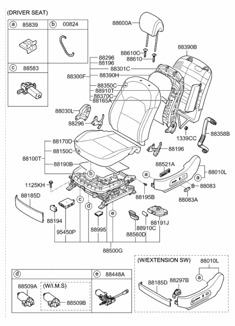 2015 Kia Cadenza Blower Unit- Front Cushion Diagram for 885503R010