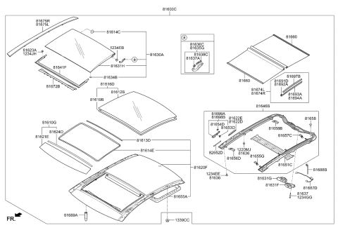 2013 Kia Cadenza Panel-PANORAMAROOF ROLR Blind Diagram for 816513R500