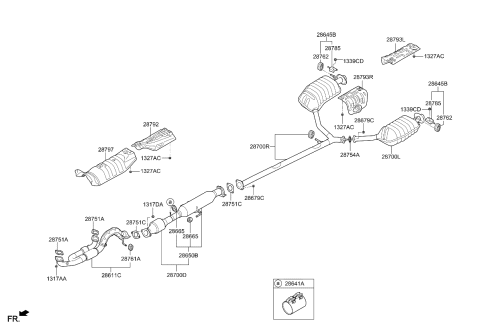 2014 Kia Cadenza Tail Pipe W/Muffler Right Diagram for 287113R830