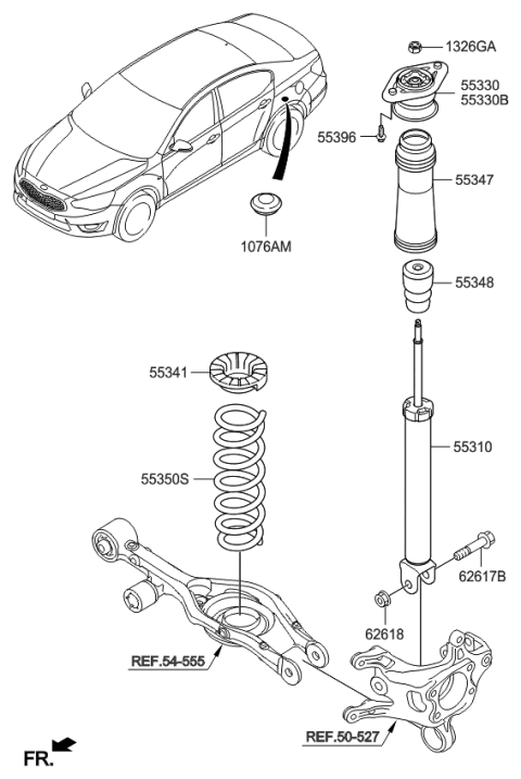 2015 Kia Cadenza Rear Shock Absorber Assembly Diagram for 553113V080