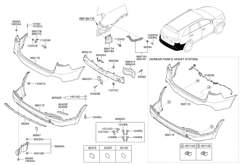 2015 Kia Sorento Rear Bumper Lower Cover Diagram for 86610C6000