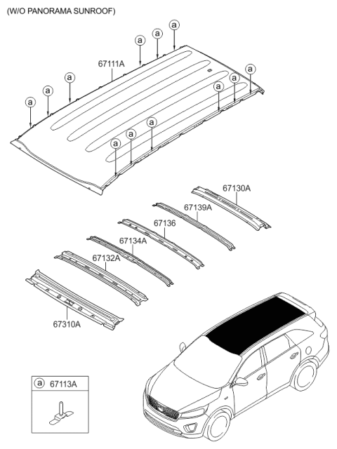 2015 Kia Sorento Panel-Roof Diagram for 67111C5000