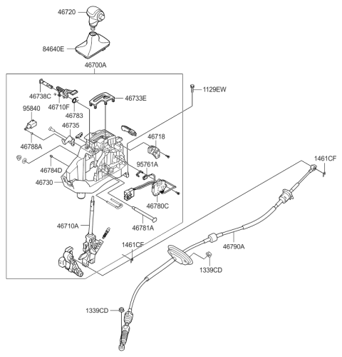 2017 Kia Sorento Shift Lock Cam Diagram for 46735C5100