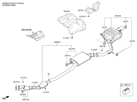 2015 Kia Sorento Center Muffler Complete Diagram for 28600C6300