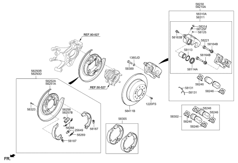 2015 Kia Sorento Rear Wheel Brake Assembly, Left Diagram for 58210C6600