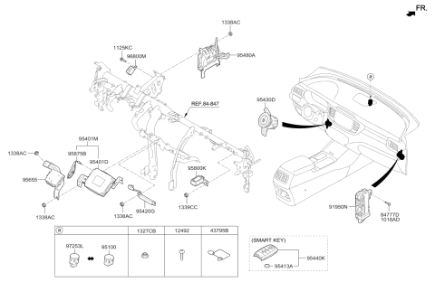2018 Kia Sorento Button Start Swtich Assembly Diagram for 95430C5000WK