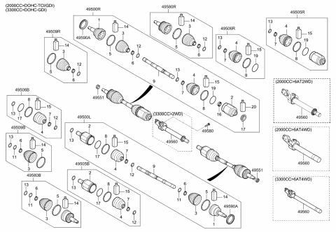 2015 Kia Sorento Bearing Bracket & Shaft Diagram for 49560C5450