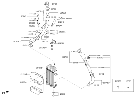 2018 Kia Sorento Bracket-INTERCOOLER Mounting Diagram for 282592GTA1