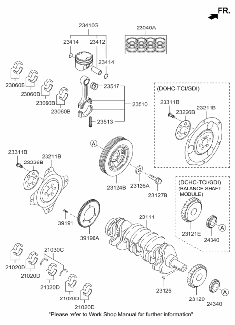 2016 Kia Sorento Bearing Pair Set-Connecting Rod Diagram for 230602G510