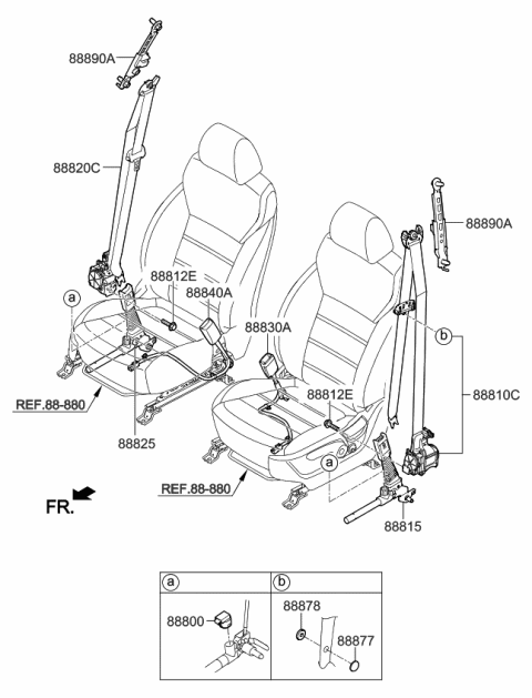 2018 Kia Sorento Front Seat Belt Buckle Assembly, Right Diagram for 88840C6500WK