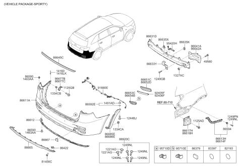 2017 Kia Sorento Skid Plate-Rear Bumper Diagram for 86665C6010