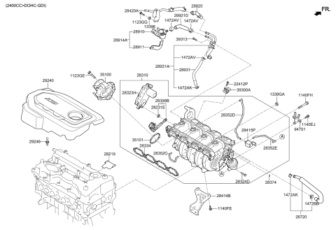 2015 Kia Sorento Bolt-Engine Cover Mounting Diagram for 292432GGA0