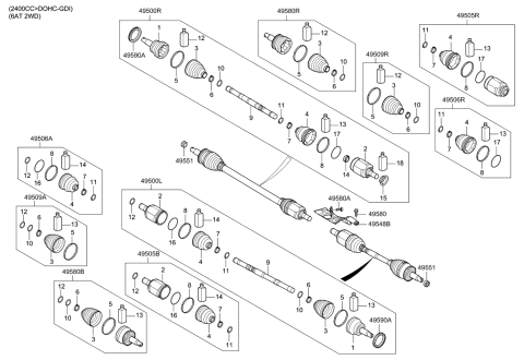 2015 Kia Sorento Joint Kit-Front Axle Differential Diagram for 49582C5400
