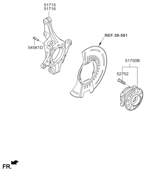 2015 Kia Sorento Front Axle Knuckle Right Diagram for 51716C5200