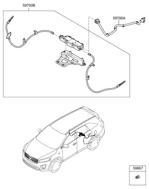 2015 Kia Sorento Parking Brake Assembly-E Diagram for 59700C5610