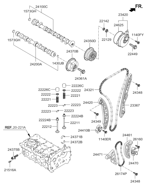 2016 Kia Sorento Tensioner Arm Diagram for 244612G350