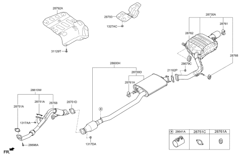 2016 Kia Sorento Rear Muffler Assembly Diagram for 28710C6100