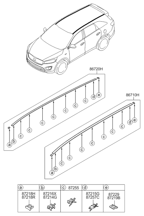 2018 Kia Sorento MOULDING Assembly-Roof,R Diagram for 87240C5000